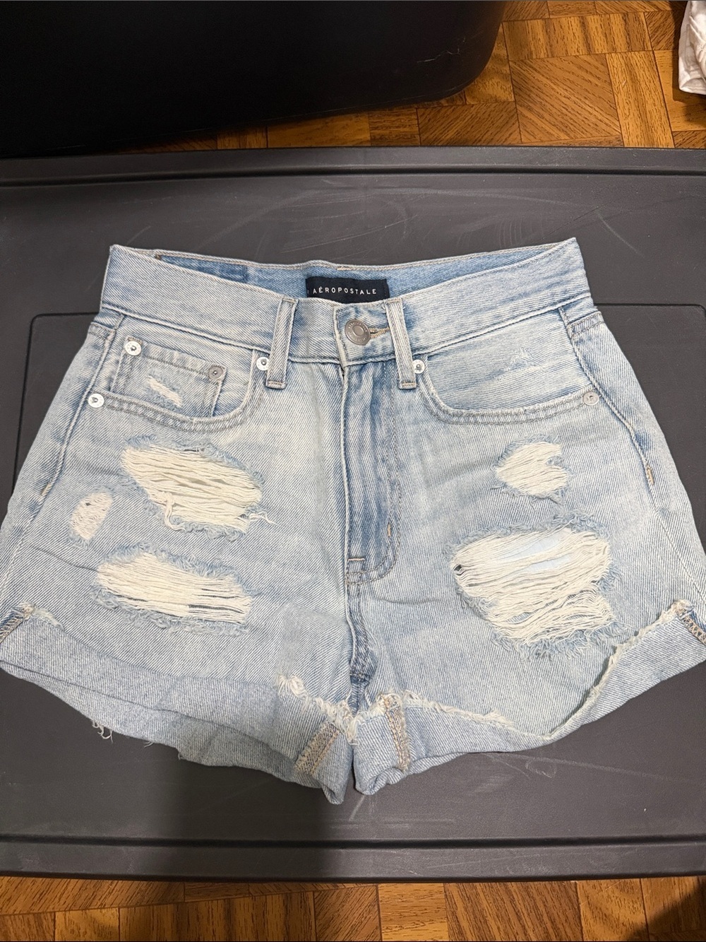 Aeropostale Light Wash Distressed Denim Shorts
